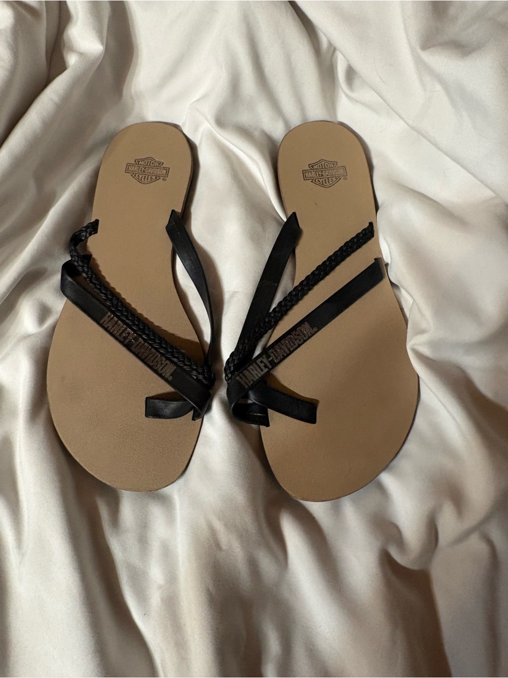 Harley-Davidson Black and Tan Braided Strap Women's Sandals